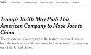 【世界说】美媒：美国关税政策迫使美企计划将产业线搬到中国